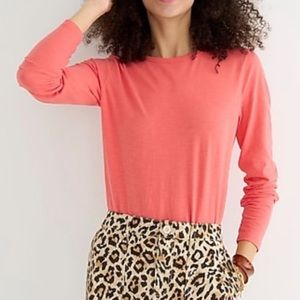 J.Crew Coral Organic Slub Long Sleeve Shirt Top XXS